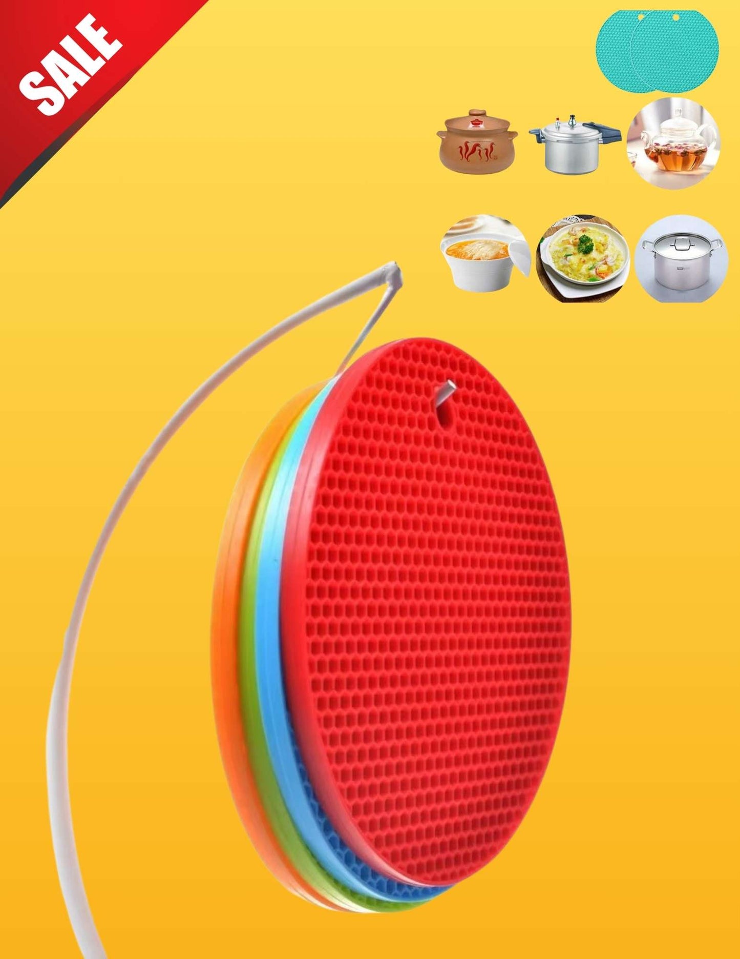 KITCHEN SILICONE TRIVETS MAT(SET OF 4)
